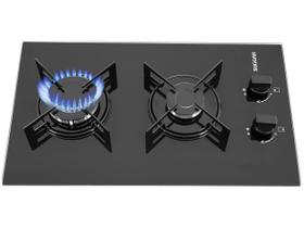 Fogão de Mesa Cooktop 2 Bocas Vidro Preto à Gás Suggar FG2002VP