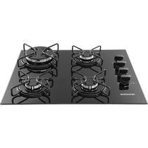 Fogão de mesa cooktop 4 bocas vidro preto à gás fg4304avp
