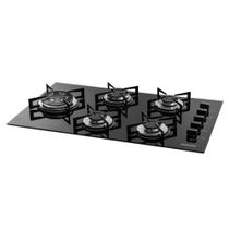Fogão De Mesa Cooktop 5 Bocas Vidro Preto à Gás Suggar FG5535VP Bivolt