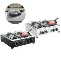 Fogão De Mesa Cooktop Portátil A Gás Botijão 4 Bocas P/ Camping Motorhome Caminhão Braslar Bivolt