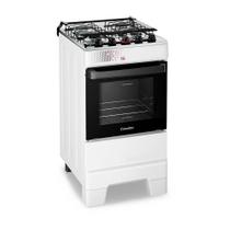 Fogão de Mesa Esmaltec Ideal Top 4 Bocas Bivolt Branco com Mesa Inox Acendimento Automático
