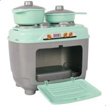 Fogão de Piso 2 Bocas + 2 Panelas Vintage Kids Brinquedo Infantil Zucatoys