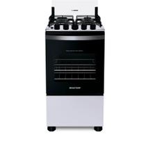 Fogão de Piso 4 Bocas Brastemp com Forno e Mesa de Inox Branco Bivolt