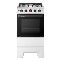 Fogão de Piso 4 Bocas Esmaltec F4IAB Ideal Super Mesa em Aço Inox, Acendimento Automático, Branco, Bivolt
