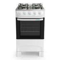 Fogão de Piso 4 Bocas Mueller com Mesa de Inox e Acendimento Manual Branco Bivolt