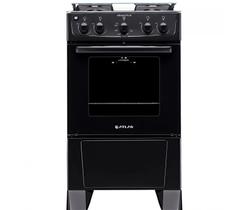 Fogão De Piso 4 Bocas Preto com Mesa Inox Atlas Mônaco Plus