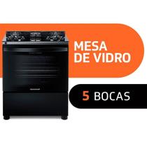 Fogão de Piso 5 Bocas Brastemp BFS5VCE, Mesa de Vidro, Turbo Chama, Preto, Bivolt