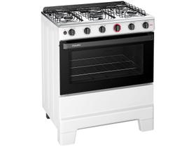 Fogão de Piso 5 Bocas Esmaltec F5IAB Ideal Super Mesa em Aço Inox, Acendimento Automático, Branco, Bivolt
