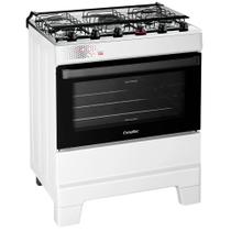 Fogão de Piso 5 Bocas Mesa Inox Tampa De Vidro IDEAL TOP 84 Litros Bivolt Esmaltec