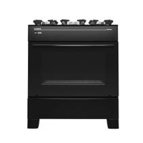 Fogão de Piso 5 Bocas Smart Glass Preto com Mesa de Vidro e Forno 94L - Realce