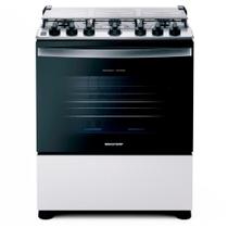 Fogão de Piso 6 Bocas à Gás Brastemp BFS6NCB com Acendimento Automático Branco Bivolt Fogão de Piso 6 Bocas à Gás Brastemp BFS6NCB com Acendimento Automático Branco Bivolt