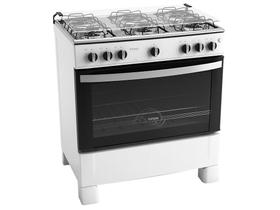 Fogão de Piso 6 Bocas à Gás Itatiaia Waves com Acendimento Automático Branco Bivolt