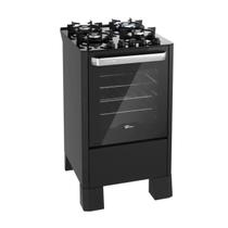 Fogao de piso a gas fischer 4 bocas fit line trempe iron mesa vidro preto bivolt
