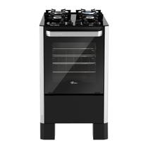 Fogao de piso a gas fischer 4 bocas fit line trempe iron mesa vidro silver bivolt Fogao de piso a gas fischer 4 bocas fit line trempe iron mesa vidro silver bivolt