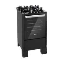 Fogão de Piso a Gás Fischer Fit Line 4 Bocas 93cm Trempe Iron Preto Bivolt