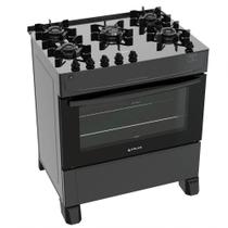 Fogão De Piso Atlas 5 Bocas Top Glass Preto Bivolt