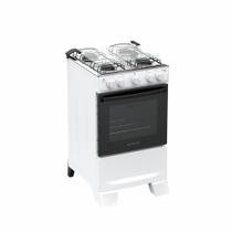 Fogão de Piso Atlas Mônaco Plus 4 Bocas com mesa de inox tampa de vidro e acendimento automático Branco