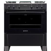 Fogão de Piso Atlas Mônaco Plus 5 Bocas com Mesa Inox 86,5 Litros Bivolt Preto