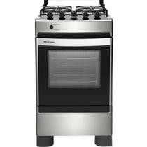 Fogão de Piso Brastemp BFO4NAR 4 Bocas com Botões Removíveis e Vidro Panorâmico Inox - Bivolt