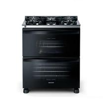 Fogão de Piso Brastemp de 05 Bocas com Mesa de Vidro e Duplo Forno Preto - BFD5VCE