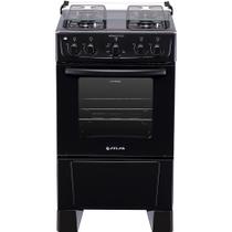 Fogão de Piso Gás 4 Bocas Atlas Mônaco Plus Preto com Mesa de Inox e Tampa Vidro - Bivolt