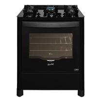 Fogao de Piso Preto Fischer 5Q TC Gran Cheff Gas com Dourador Fogao de Piso Preto Fischer 5Q TC Gran Cheff Gas com Dourador