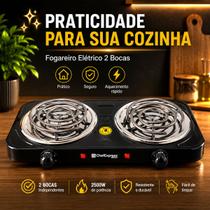 Fogão Elétrico 2 Bocas Portátil 110v Preto Compacto Para Apartamento E Camping Fogão Elétrico 2 Bocas Portátil 110v Preto Compacto Para Apartamento E Camping