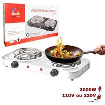 Fogão Elétrico 2 Bocas Portátil Espiral 2000W Fogareiro - Só Qualidade
