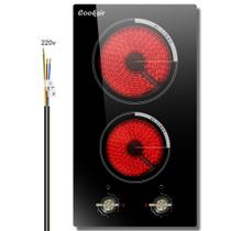 Fogão Elétrico de Cerâmica 2 Queimadores 3000W - Botão Retrô 220V