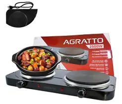Fogão elétrico de mesa camping 2 bocas preto 127 ou 220v