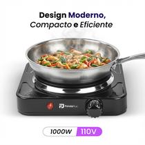 Fogão Elétrico Fogareiro Cooktop de Mesa 1 Boca 1000W Portátil Camping Controle de Temperatura Preto Panda Plus