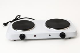 Fogão Elétrico Fogareiro Portátil 2 Bocas Branco Disco 2000W com Termostato, 5 Temperaturas - 220V