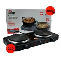 Fogão Elétrico Kian Chapa Dupla 2 Bocas Portátil Mesa Aquecimento Rápido 2000W Fogão Elétrico Kian Chapa Dupla 2 Bocas Portátil Mesa Aquecimento Rápido 2000W