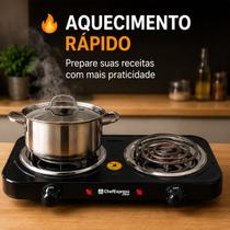 Fogão Elétrico Portátil 2 Bocas 110V 2500W Preto Fogão Elétrico Portátil 2 Bocas 110V 2500W Preto