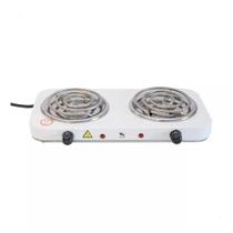 Fogão Eletrico Portatil Acendedor Espiral 2 Boca Camping Viagem Exterior Alumínio Preto Branco 110/220v - Otio