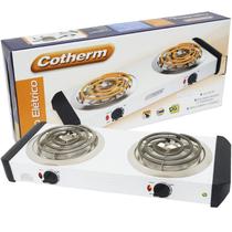 Fogão Elétrico Portátil de Mesa 2 Bocas 2000W Branco 110V Resistência Blindada Cotherm 2171 FEB-2 Fogão Elétrico Portátil de Mesa 2 Bocas 2000W Branco 110V Resistência Blindada Cotherm 2171 FEB-2