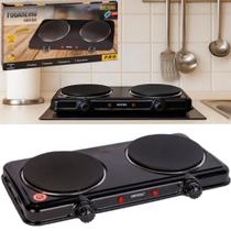 Fogão Elétrico Portátil Fogareiro 2 bocas de Mesa Compacta Apartamento Kitnet Cozinha Gourmet Camping Trailer Viagem 2000W 220V Fogão Elétrico Portátil Fogareiro 2 bocas de Mesa Compacta Apartamento Kitnet Cozinha Gourmet Camping Trailer Viagem 2000W 220V