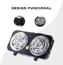 Fogão Elétrico Preto Portátil 2500w Fogareiro 2 Bocas Compacto Linha Premium 220V