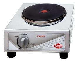 Fogão Elétrico Topázio 1 Boca Inox 1926W Com Termostato Ajustável, Painel em Braile e Aquecimento Rápido 220v