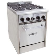 Fogão Em Inox 4 Bocas Linha Profissional Gourmet Com Forno Don Bidone A Gás Venâncio FDB4F