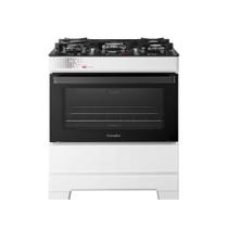 Fogão Esmaltec 5 Bocas Ideal Top Glass Mesa de Vidro Forno 84 Litros Branco T5VAB Bivolt