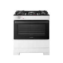 Fogão Esmaltec 5 Bocas Ideal Top Glass Mesa De Vidro Forno 84 Litros Branco T5VAB Bivolt