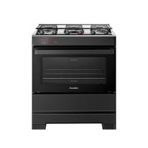 Fogão Esmaltec 5B Ideal Top Mesa Inox Tampa de Vidro Forno 84 Litros Preto T5IAP Bivolt