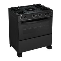Fogão Esmaltec Caribe Glass 5 Bocas Preto com Acendimento Automático
