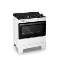 Fogão Esmaltec Ideal Top Glass 5 Bocas 84L Branco Mesa de Vidro Acendimento Automático Fogão Esmaltec Ideal Top Glass 5 Bocas 84L Branco Mesa de Vidro Acendimento Automático