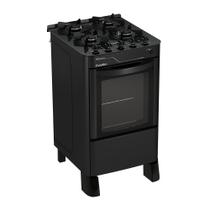 Fogão Esmaltec Pérola Glass 4 bocas Preto com Trempes de Ferro Fundido