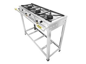 Fogão Ferro Fundido Inox Alta Pressão Eco 3 Bocas