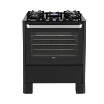 Fogão Fischer Fit Line 5 Bocas Preto Mesa de Vidro e Trempe Iron Bivolt