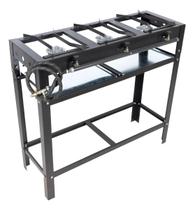 Fogão Fogareiro 3 Bocas 4 Chamas Caulim Camping Cozinha Industrial Alta Pressão