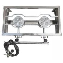 Fogão/Fogareiro A Gás 2 Bocas Em Inox Completo Portátil Caminhoneiro Camping Pesca Casa Apartamento Fogão/Fogareiro A Gás 2 Bocas Em Inox Completo Portátil Caminhoneiro Camping Pesca Casa Apartamento